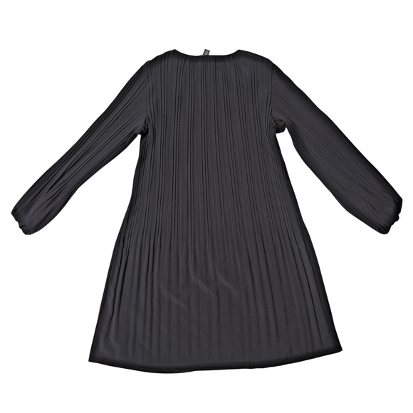 Hilary Radley Pleated Long Sleeve Dress – Size L – Black – Crew Neck – Elegant - Picture 1 of 10